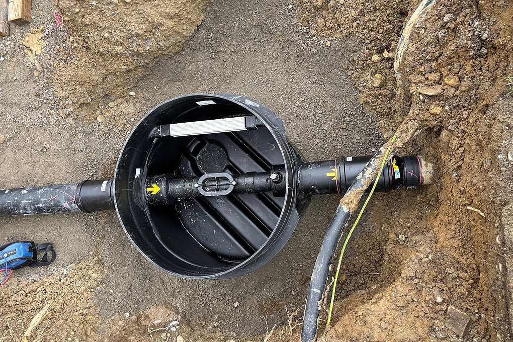 Double-wall pipe system in use: safe drainage in protection zones