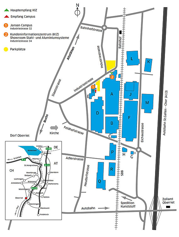 Anfahrtsplan Oberriet - Jansen