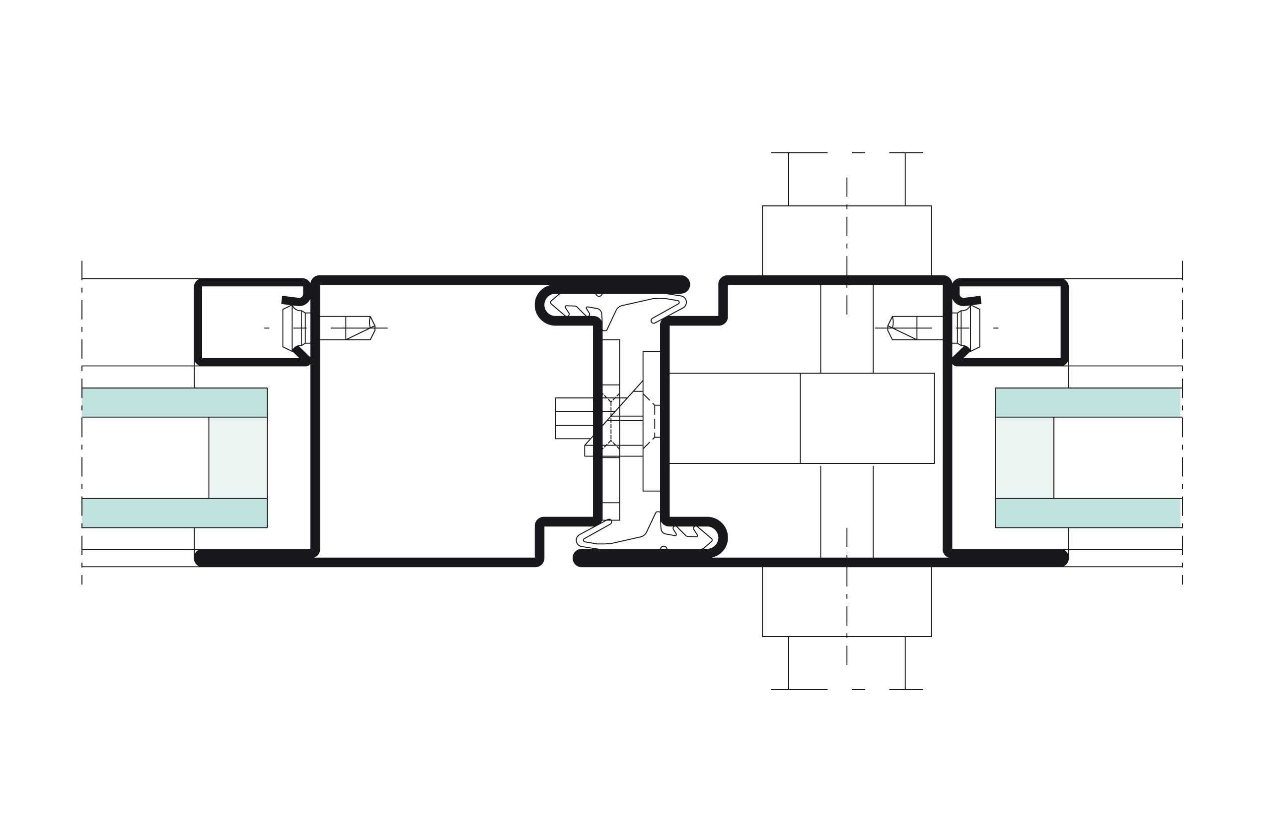 Coupe de détail Portes Jansen-Economy 50 en acier et en acier inoxydable