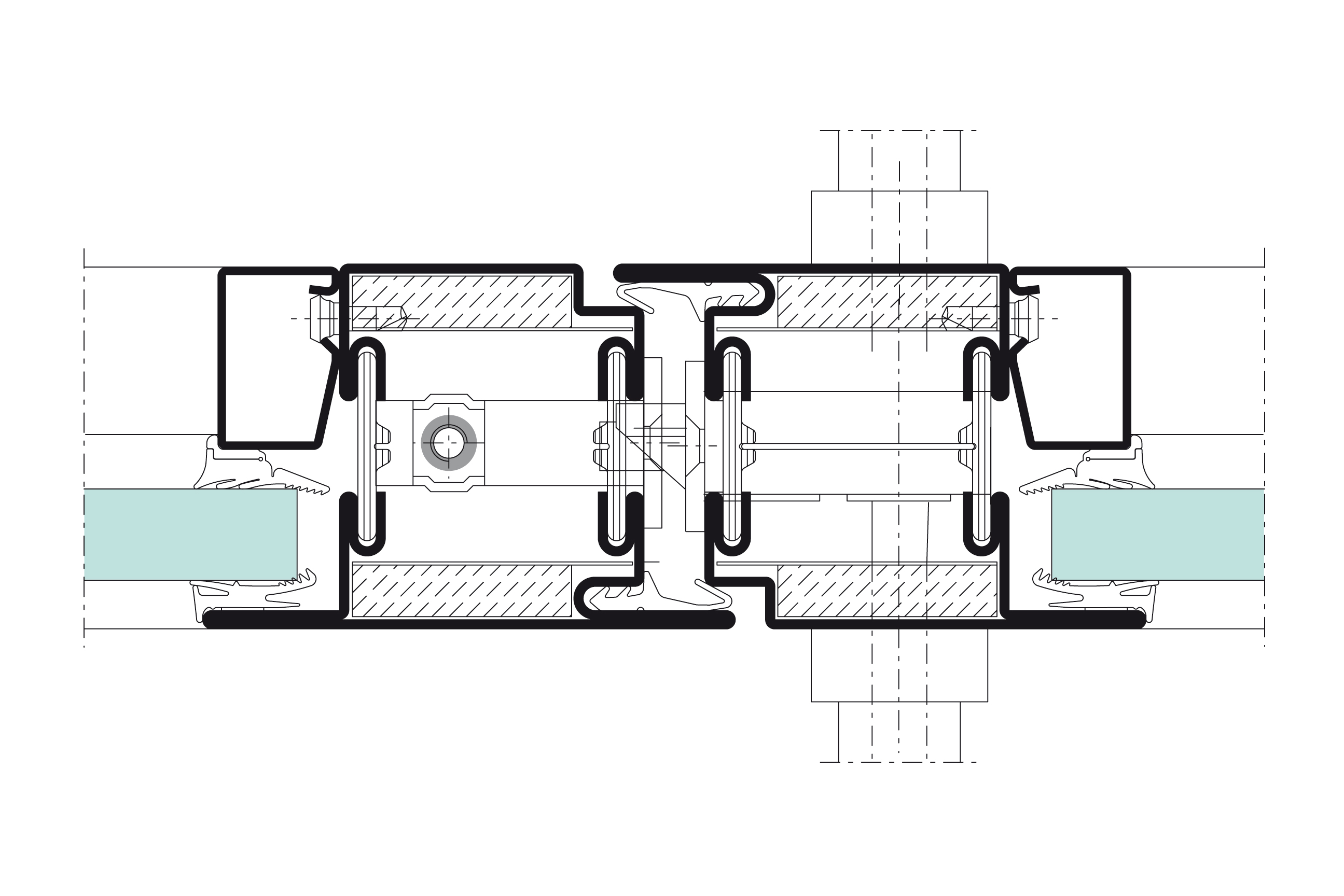 Section detail Fire protection combination Janisol 2 EI30 70 mm 