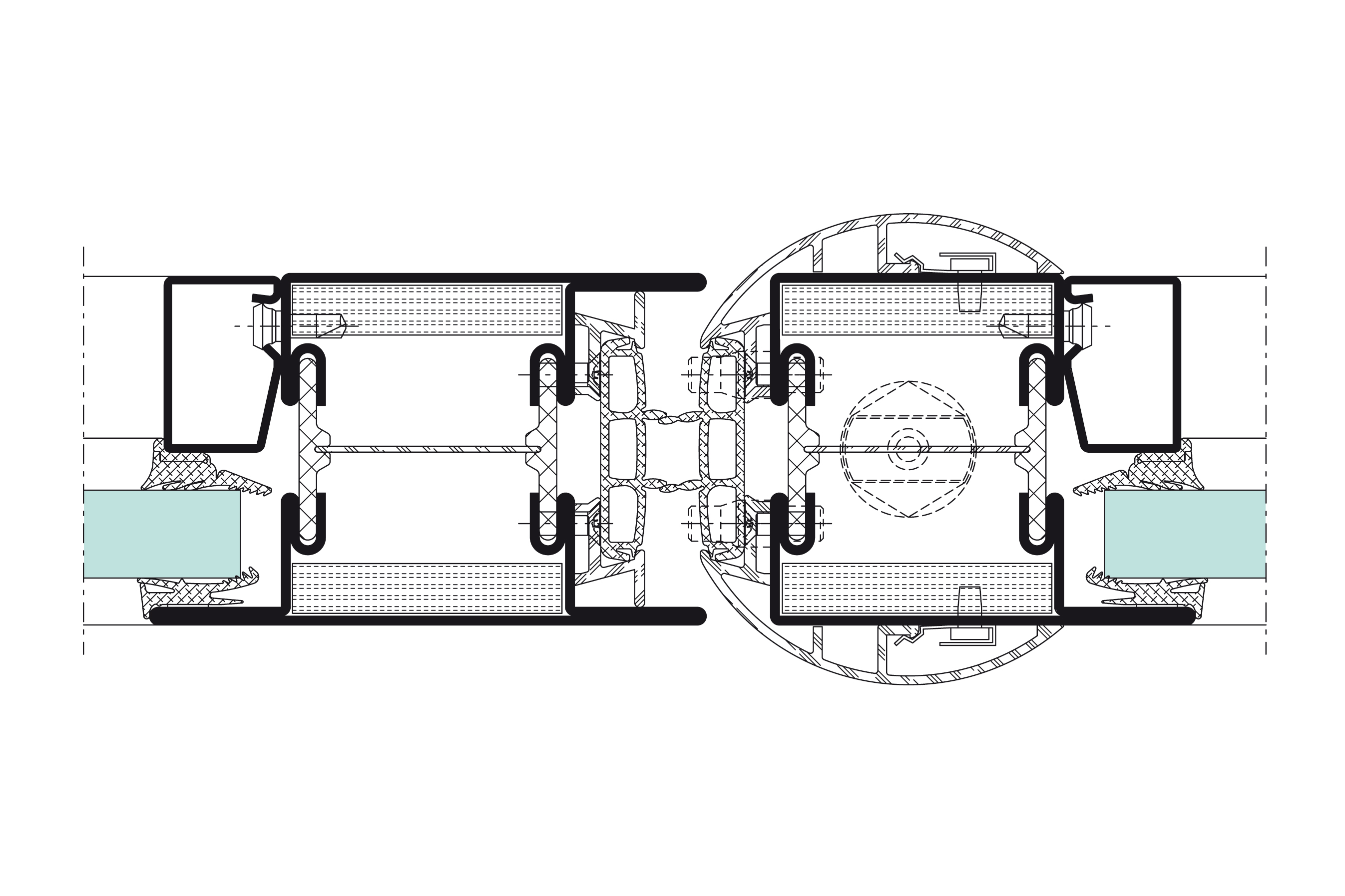 Jansen AG - Detailschnitt Fingerschutztüre Janisol 2 EI30