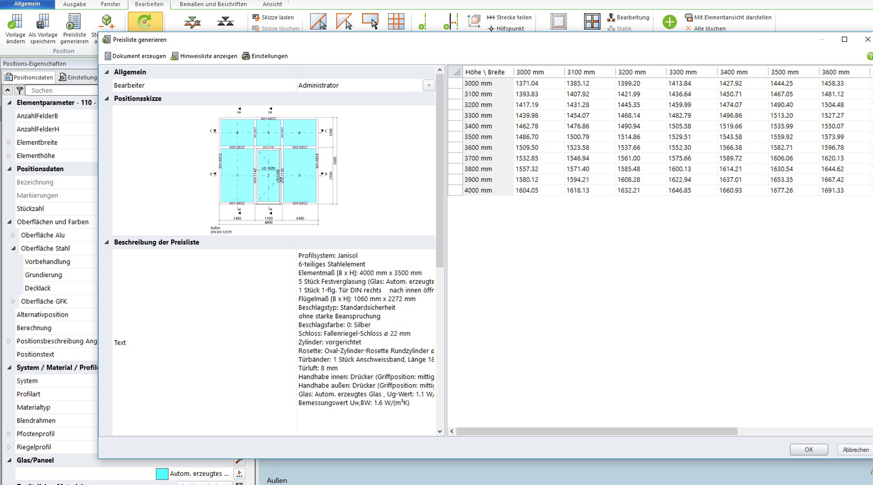 Jansen AG - Janisoft Price list generation (optional) 