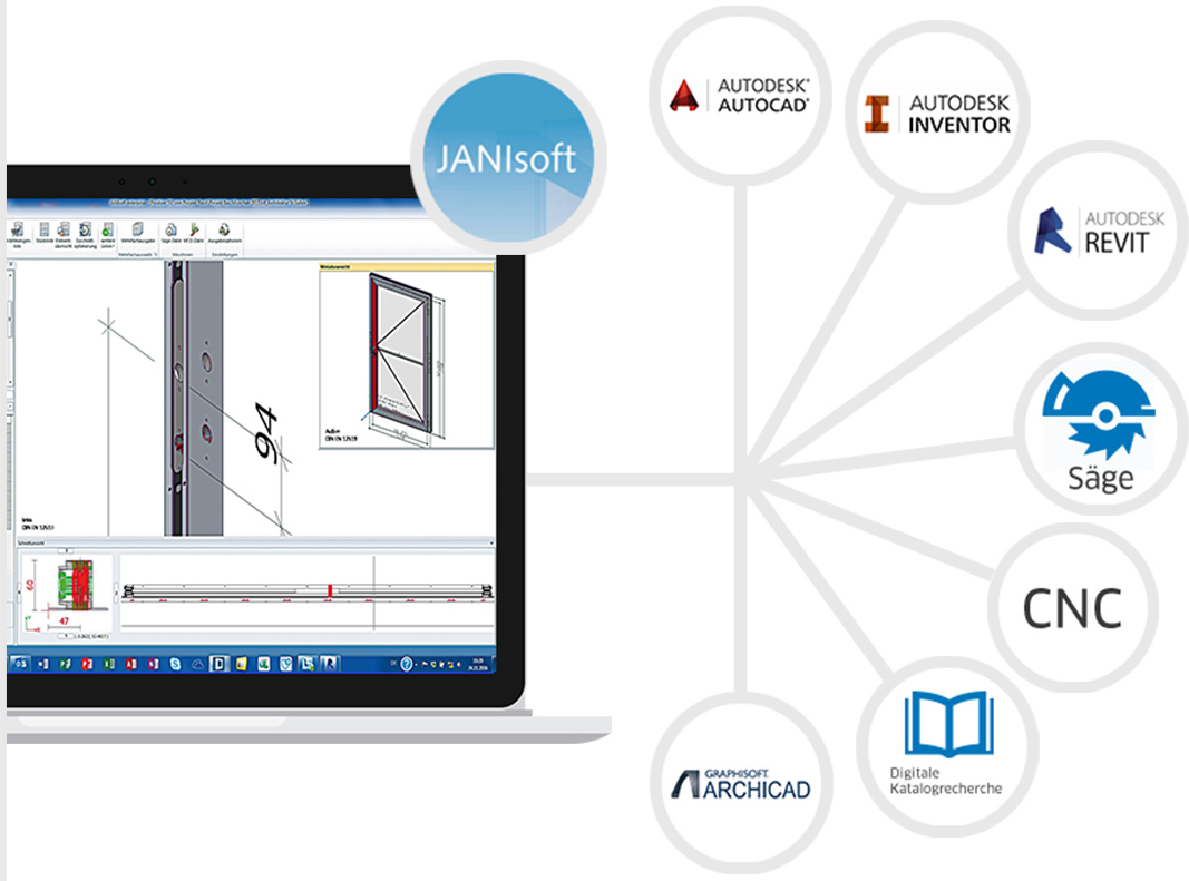 CAD-Schnittstellen-Diagramm der Janisoft-Software