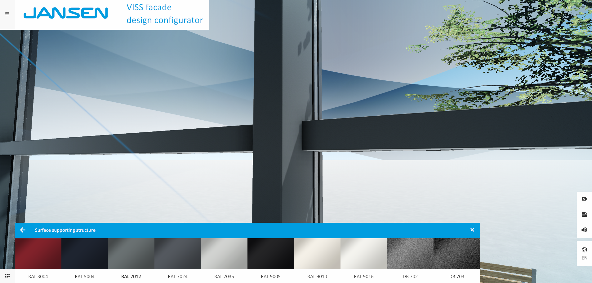 Virtueller Showroom Oberfläche - Jansen AG