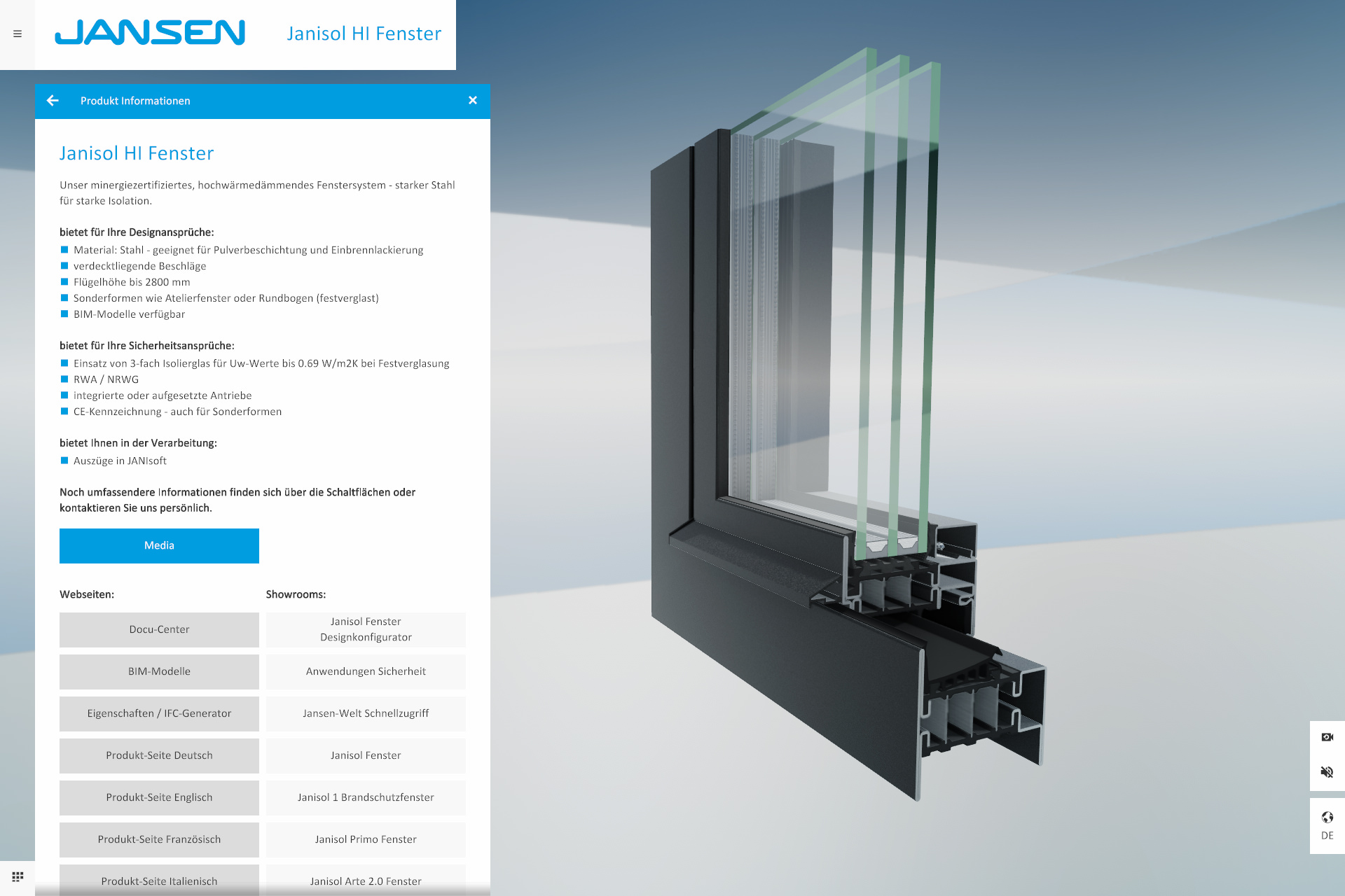 Virtual showroom  Product info - Jansen AG