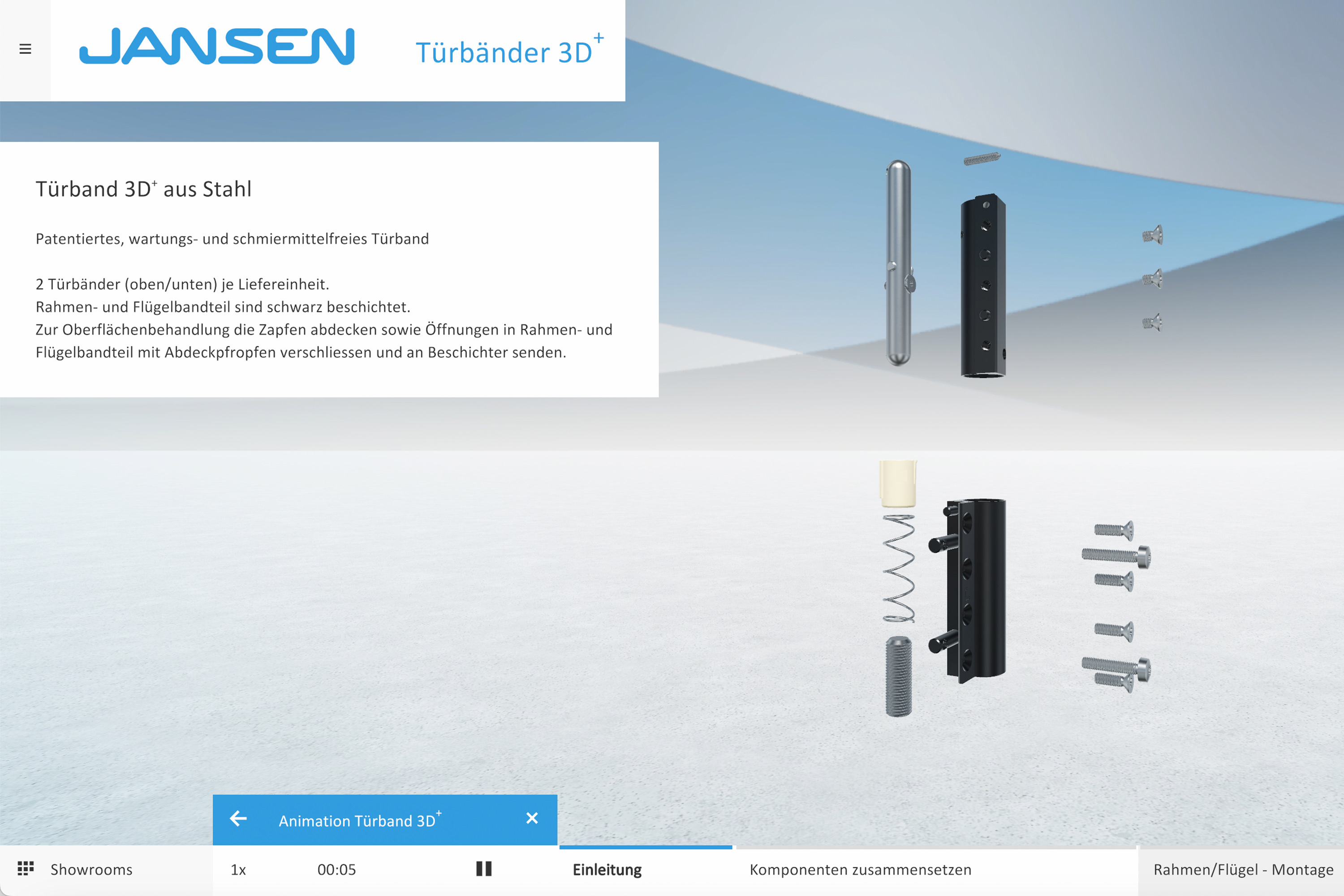 Showroom virtuale 3D⁺ Cerniera per porte - Jansen AG Showroom virtuale 3D⁺ Cerniera per porte - Jansen AG