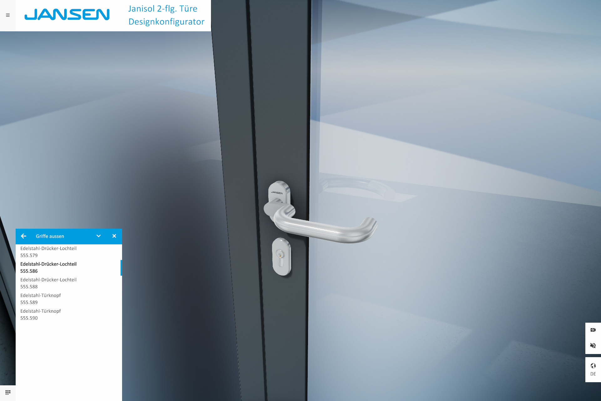 Virtual showroom door handle - Jansen AG